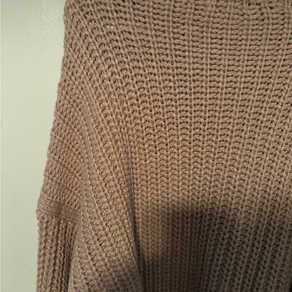 H&M Brown Chunky Knit Turtleneck Sweater Relaxed Ribbed Oversized Large - Picture 7 of 7
